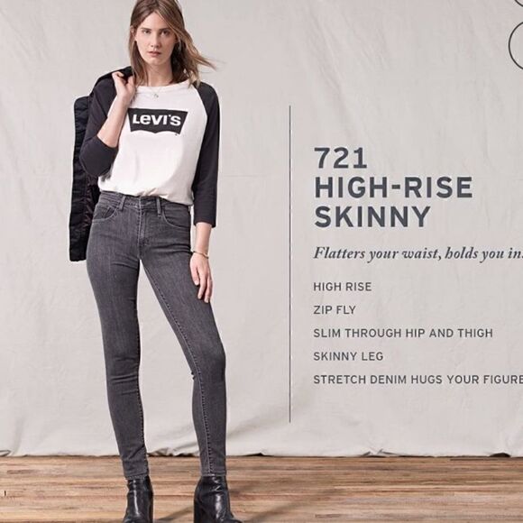 New Levi's Andie Green Camo 721 High-Rise Skinny Jeans Women pants size 0 - Picture 7 of 7